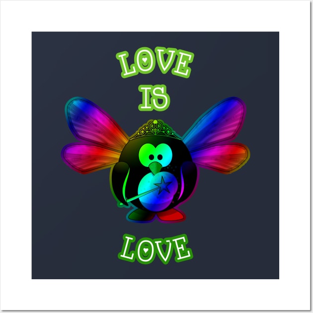 Love Is Love Cute Cartoon Penguin Fairy Gift Wall Art by klimentina